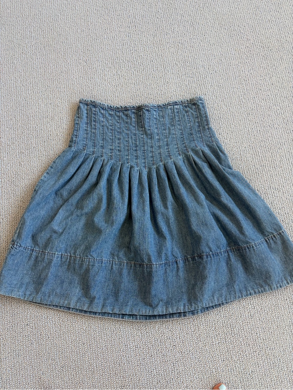 We The Free Denim Smocked Waist Circle Skirt - Blue